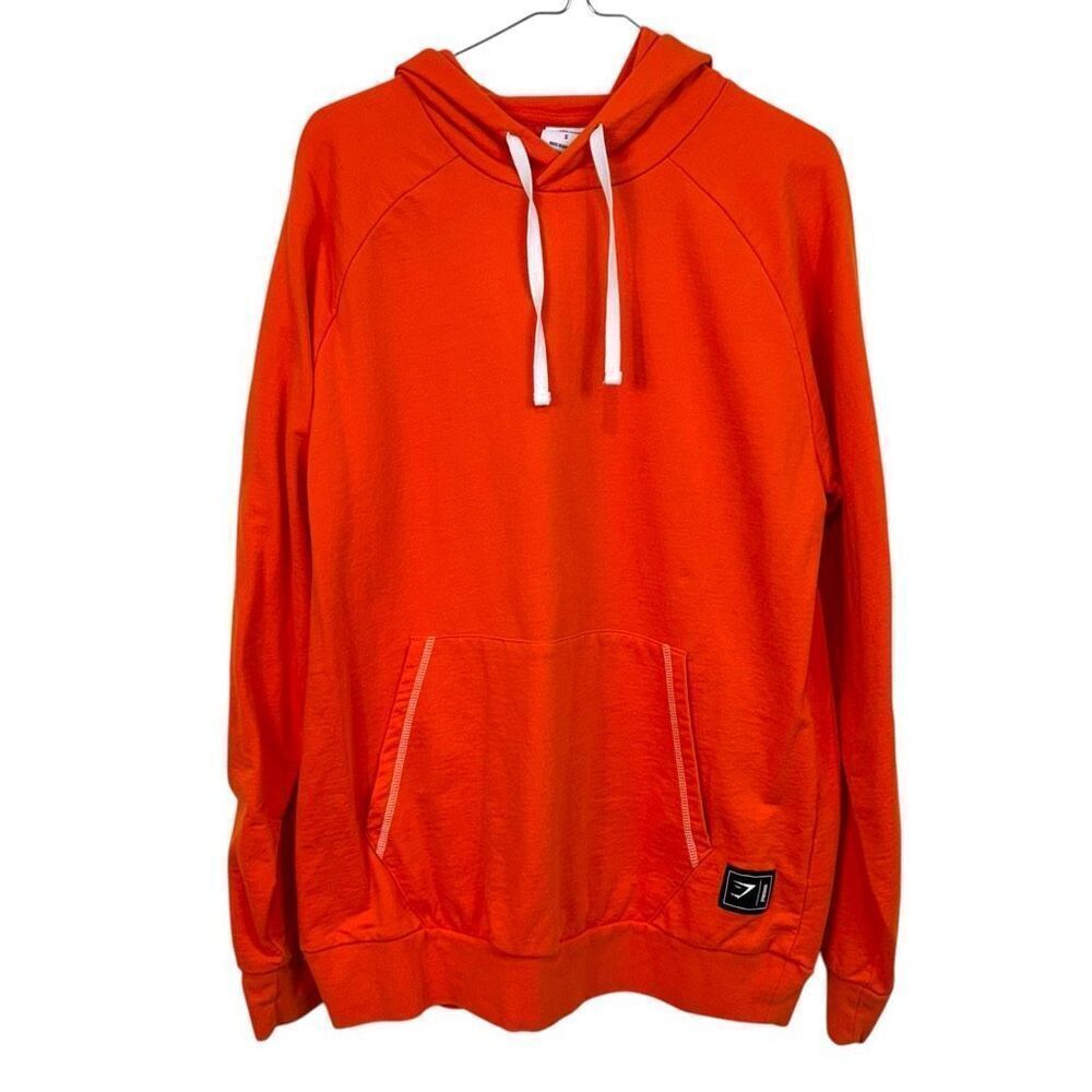 Gymshark Men's Gym Training Hoodie Orange Size Small Pocket Drawstring Athletic